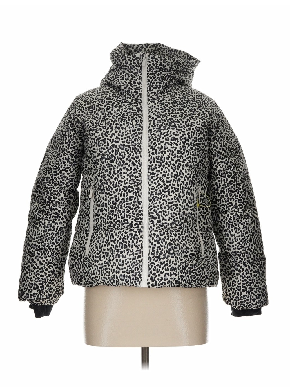 all in motion Black & White Leopard Print Puffer Bomber Jacket